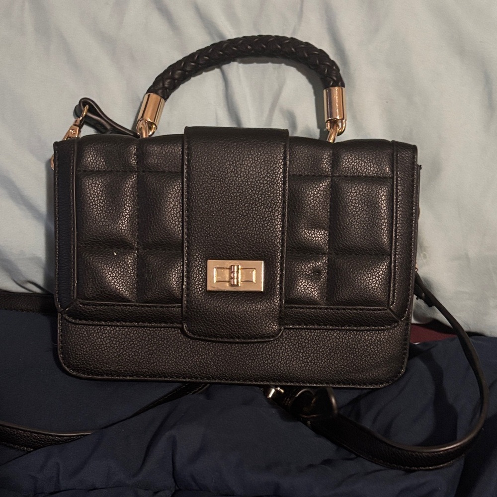 Like Dreams Black Quilted Top-Handle Crossbody Bag